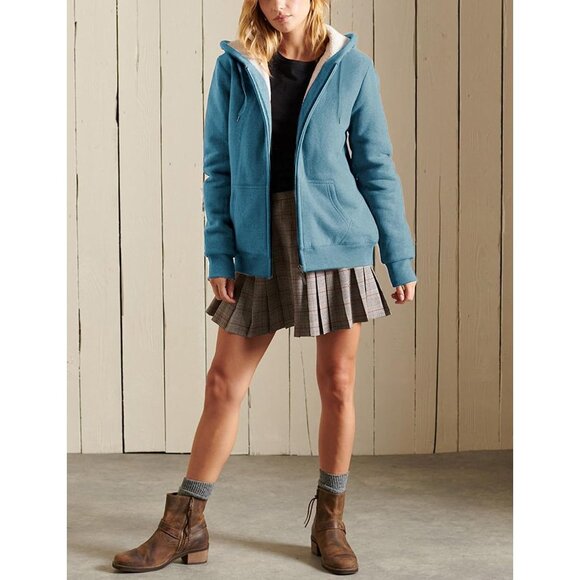 ✨ Yeokou Casual Jacket Women Blue Full ZipUp Sherpa Lined Hoodie Sweatshirt Coat - Picture 3 of 7